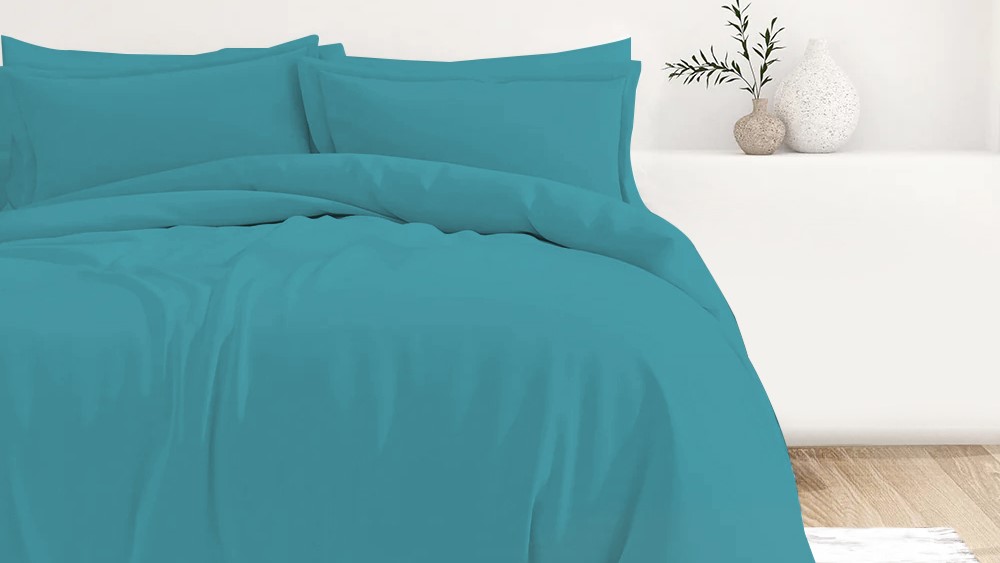 Housse de couette percale bleue canard